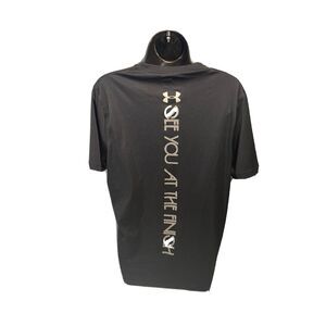 under armour run t-shirt women’s med see‎ you at the finish line black/silver